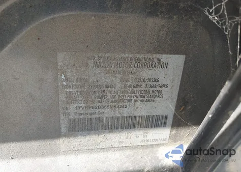 2006 Mazda Mazda6 S z USA, uszkodzony, nr VIN 1YVHP82D865M54242